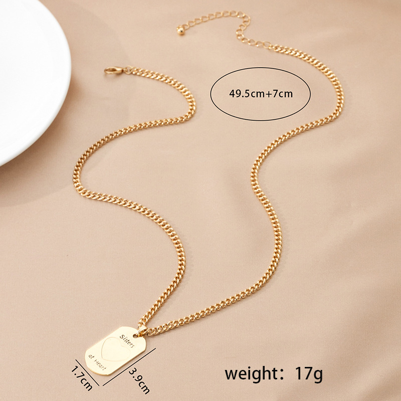 Simple Style Square Heart Shape Alloy Plating Women's Men's Pendant Necklace display picture 7