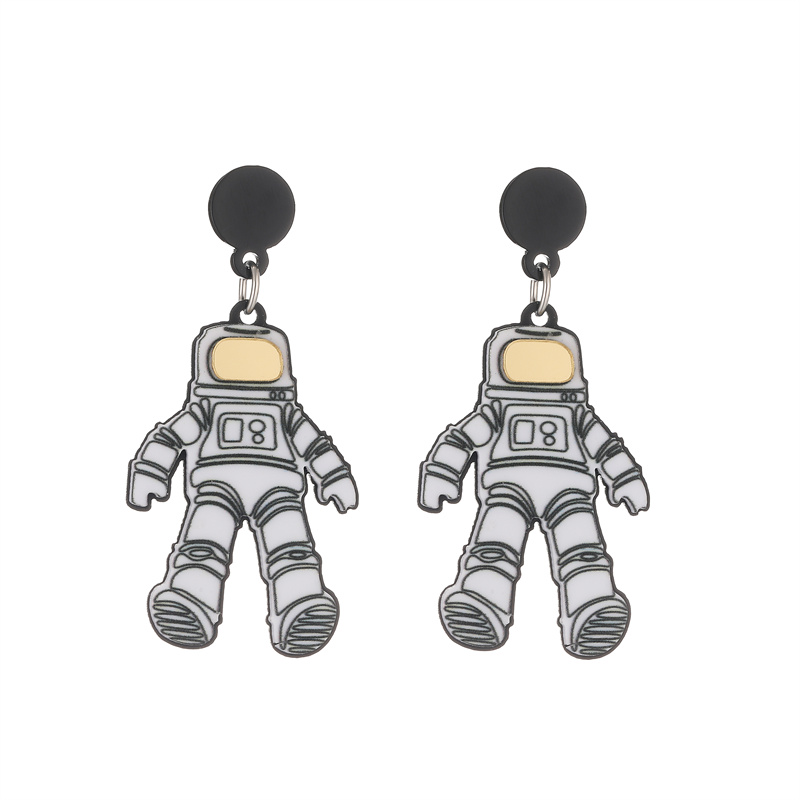Wholesale Jewelry Fashion Astronaut Color Block Heart Shape Arylic No Inlaid Earrings display picture 8