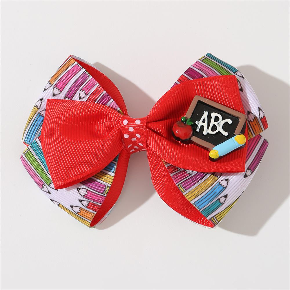 Cute Funny Sweet Cloth Printing Layered Bowknot Resin Hair Clip display picture 4