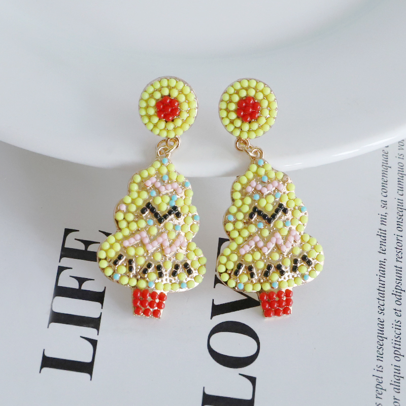 Wholesale Jewelry Vintage Style Exaggerated Christmas Tree Alloy Plastic Metal Artificial Gemstones Gold Plated Plating Inlay Drop Earrings display picture 6