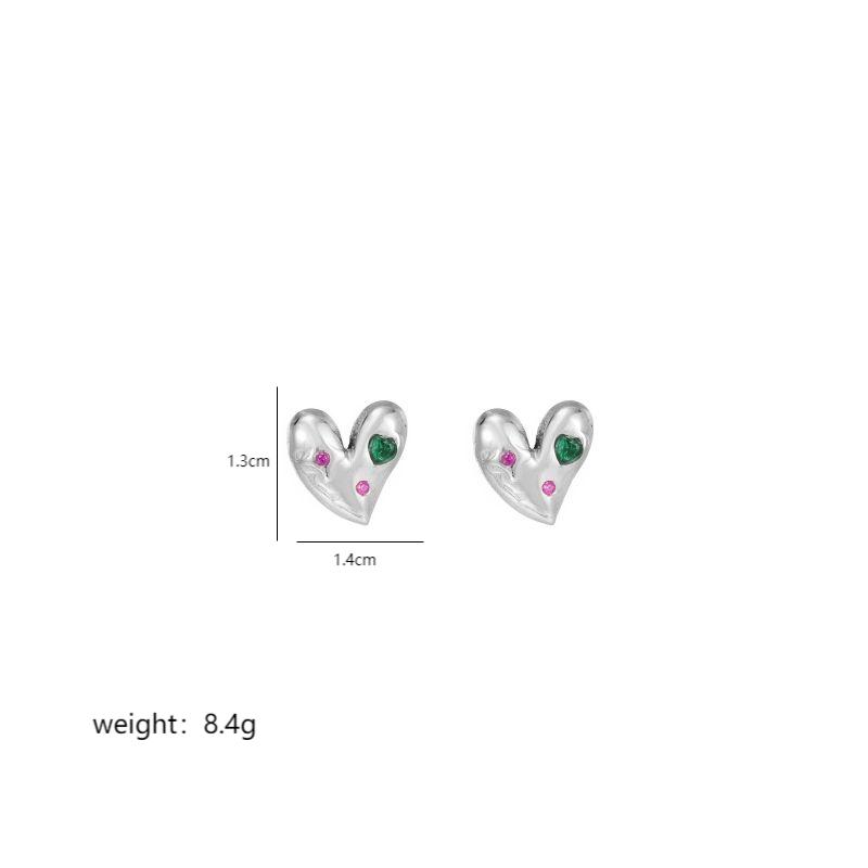 1 Pair Luxurious Heart Shape Plating Inlay Stainless Steel Zircon 18K Gold Plated Ear Studs display picture 2