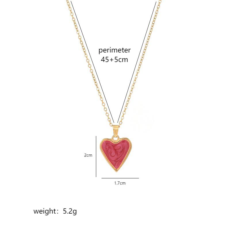 Stainless Steel 18K Gold Plated Luxurious Enamel Plating Heart Shape Pendant Necklace display picture 3