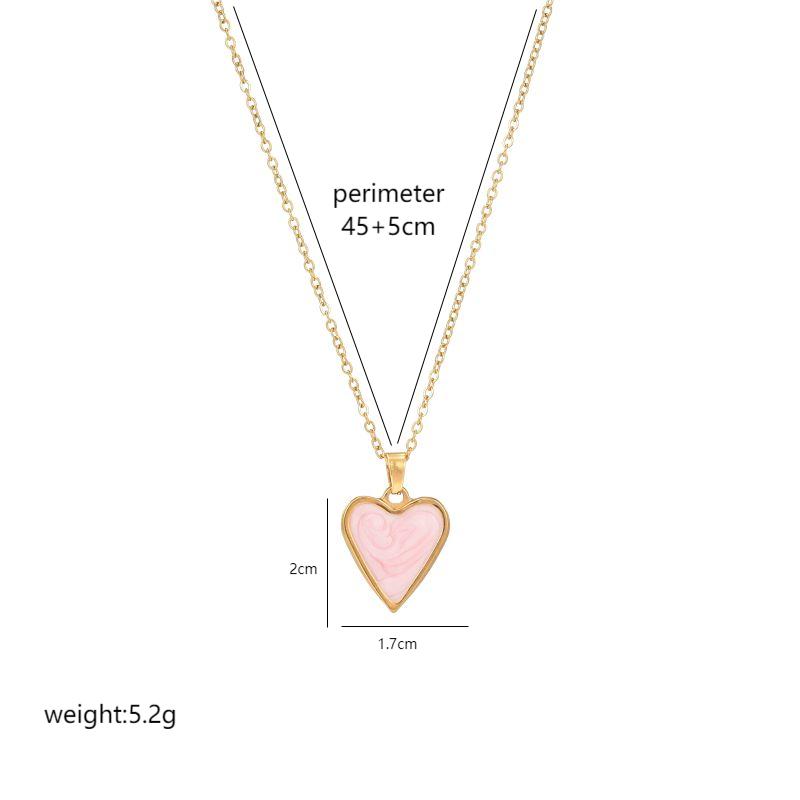 Stainless Steel 18K Gold Plated Luxurious Enamel Plating Heart Shape Pendant Necklace display picture 2
