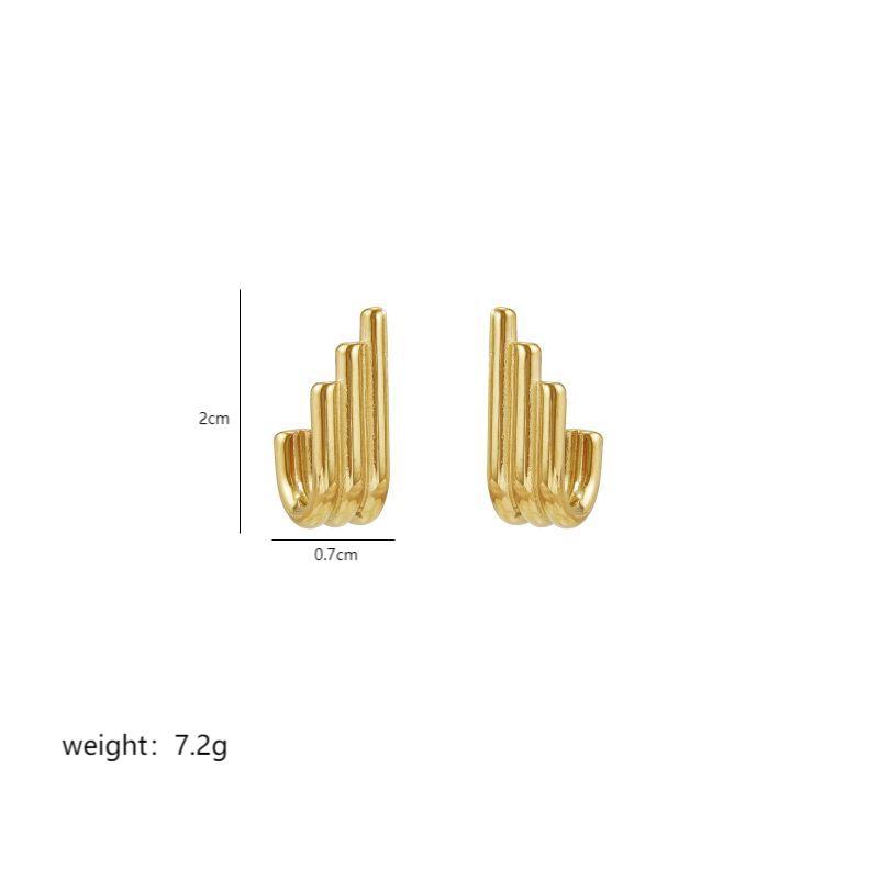 1 Pair Simple Style Lines Plating Stainless Steel 18K Gold Plated Ear Studs display picture 2