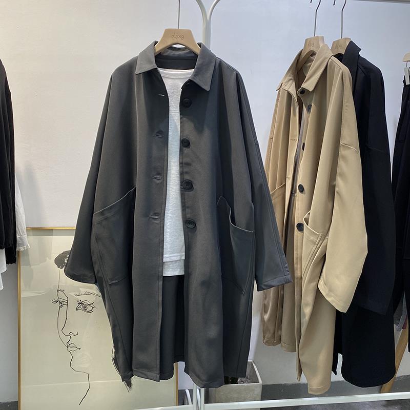 Women's Casual Solid Color Pocket Washed Button Single Breasted Coat Trench Coat display picture 18