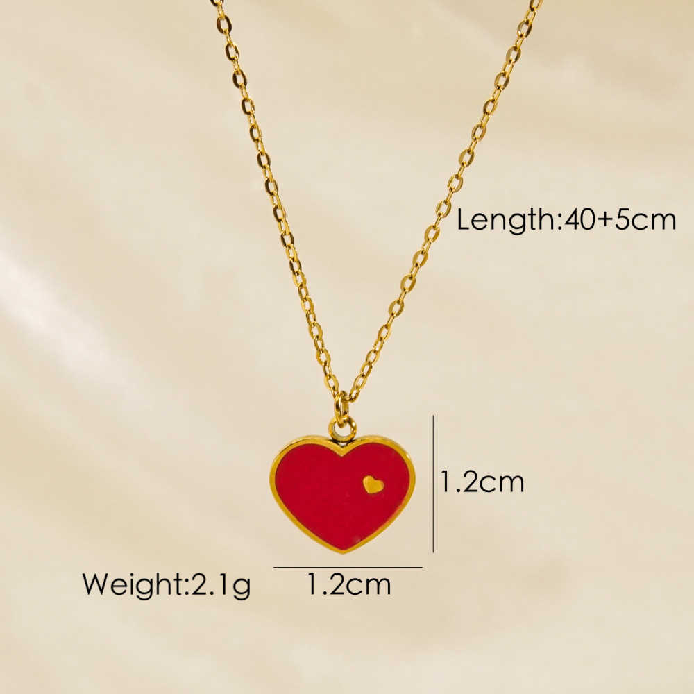 304 Stainless Steel 14K Gold Plated Retro Plating Inlay Oval Heart Shape Natural Stone Shell Pendant Necklace display picture 9