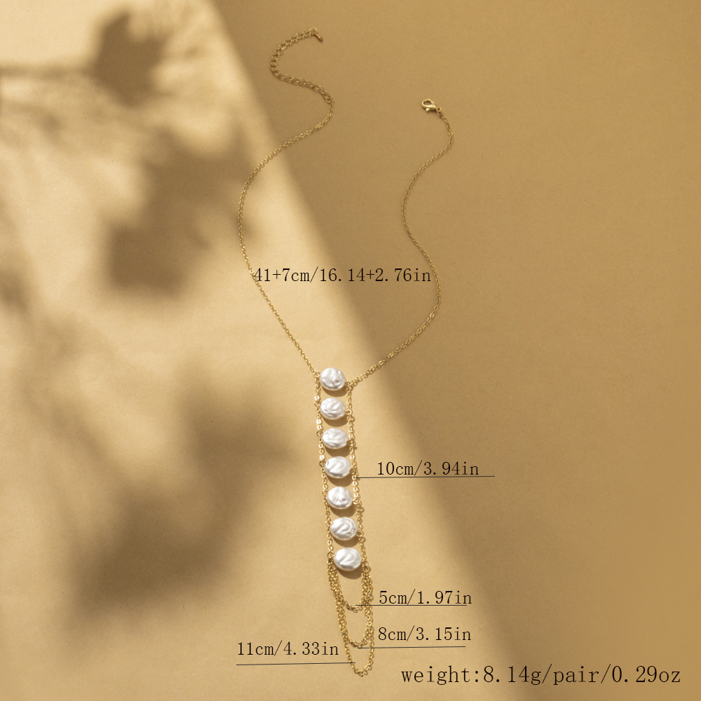 Wholesale Jewelry Vintage Style Sweet Solid Color Imitation Pearl Iron Artificial Pearls Plating Inlay Pendant Necklace display picture 4