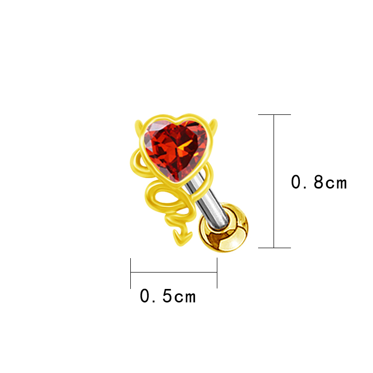 1 Piece Casual Elegant Tropical Heart Shape Bow Knot Rhinestone Plating Inlay Stainless Steel Rhinestones Zircon Gold Plated Cartilage Earrings display picture 9