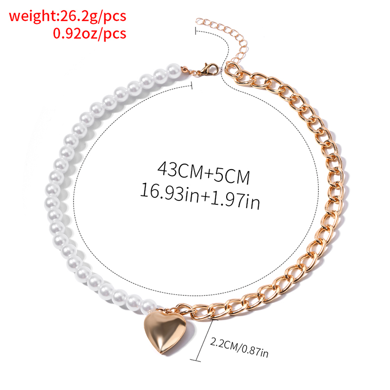 Ig Style Casual Heart Shape Imitation Pearl Alloy Beaded Women's Pendant Necklace display picture 6