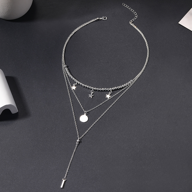 Ig Style Simple Style Round Star Alloy Beaded Women's Three Layer Necklace display picture 2