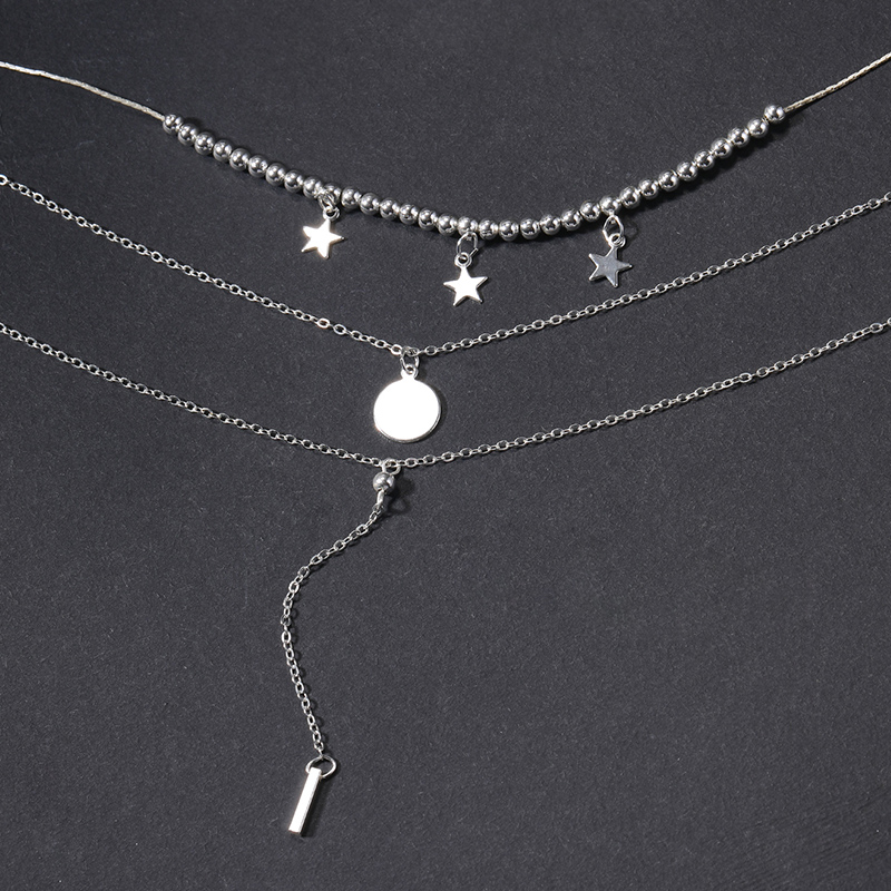 Ig Style Simple Style Round Star Alloy Beaded Women's Three Layer Necklace display picture 3