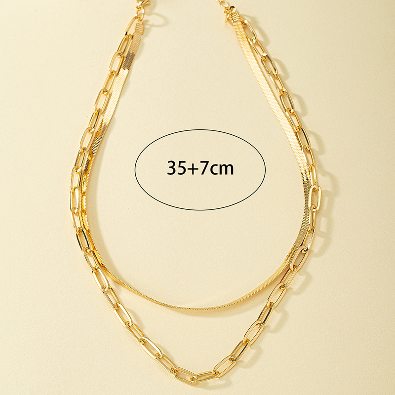 Ig Style Cool Style Solid Color Alloy Plating 14k Gold Plated Women's Double Layer Necklaces display picture 4