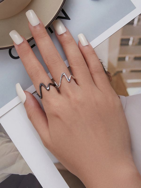Casual Waves Solid Color Sterling Silver Open Rings In Bulk display picture 4