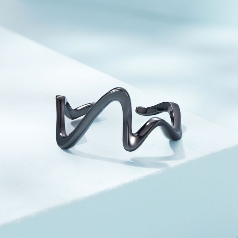 Casual Waves Solid Color Sterling Silver Open Rings In Bulk display picture 10