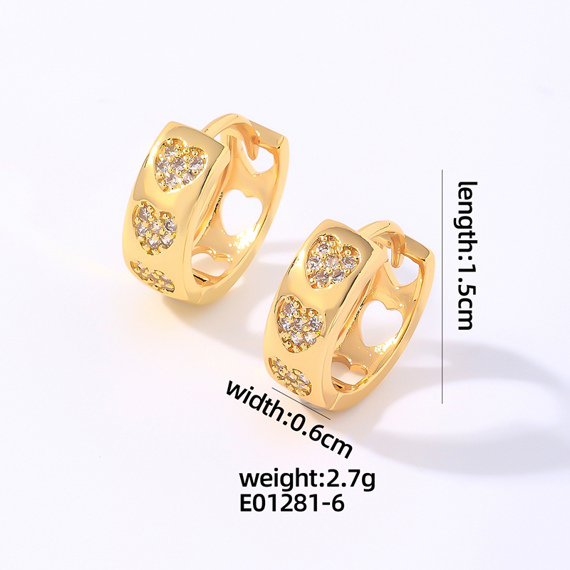 1 Pair Casual Simple Style Shiny Round Plating Inlay Copper Zircon Earrings display picture 3