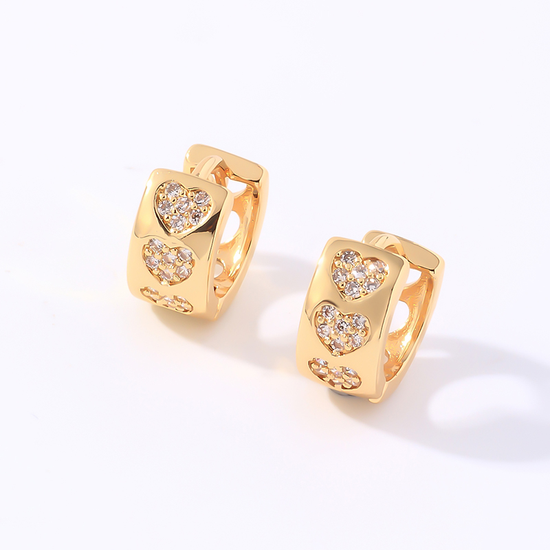 1 Pair Casual Simple Style Shiny Round Plating Inlay Copper Zircon Earrings display picture 2
