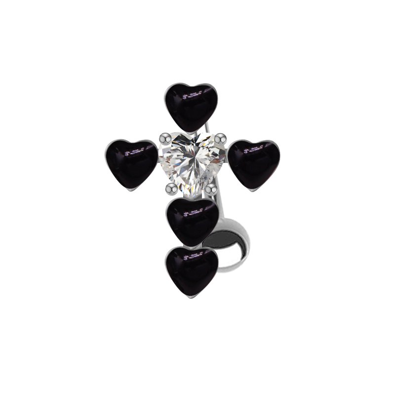 Sweet Artistic Streetwear Heart Shape Stainless Steel Arylic Copper White Gold Plated Resin Rhinestones Zircon Belly Ring In Bulk display picture 6
