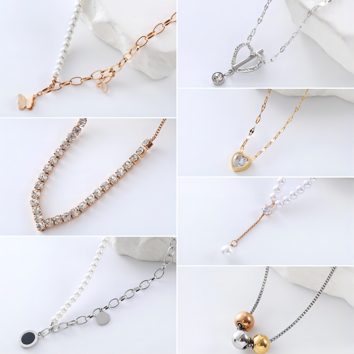 Casual Vacation Simple Style Butterfly Stainless Steel Beaded Plating Inlay Zircon 18k Gold Plated Rose Gold Plated Pendant Necklace display picture 8