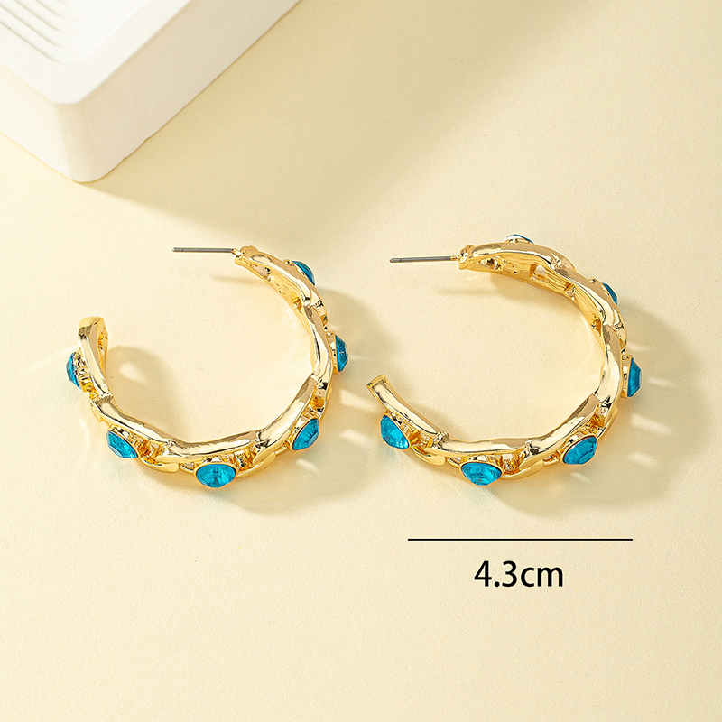 1 Pair Simple Style Classic Style Commute C Shape Plating Inlay Alloy Artificial Diamond 14k Gold Plated Ear Studs display picture 4
