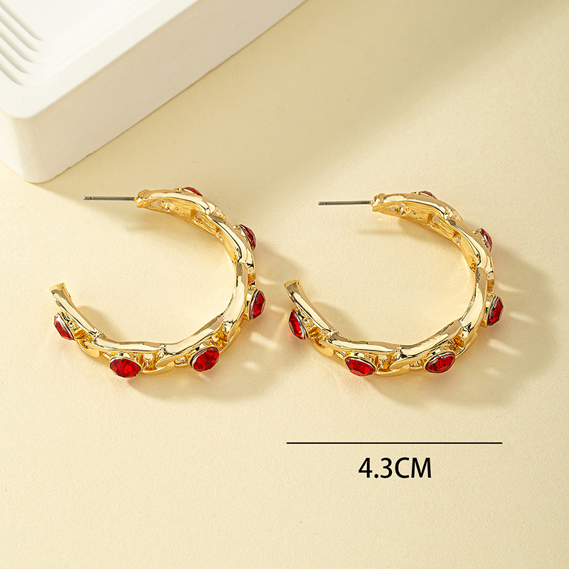 1 Pair Simple Style Classic Style Commute C Shape Plating Inlay Alloy Artificial Diamond 14k Gold Plated Ear Studs display picture 1
