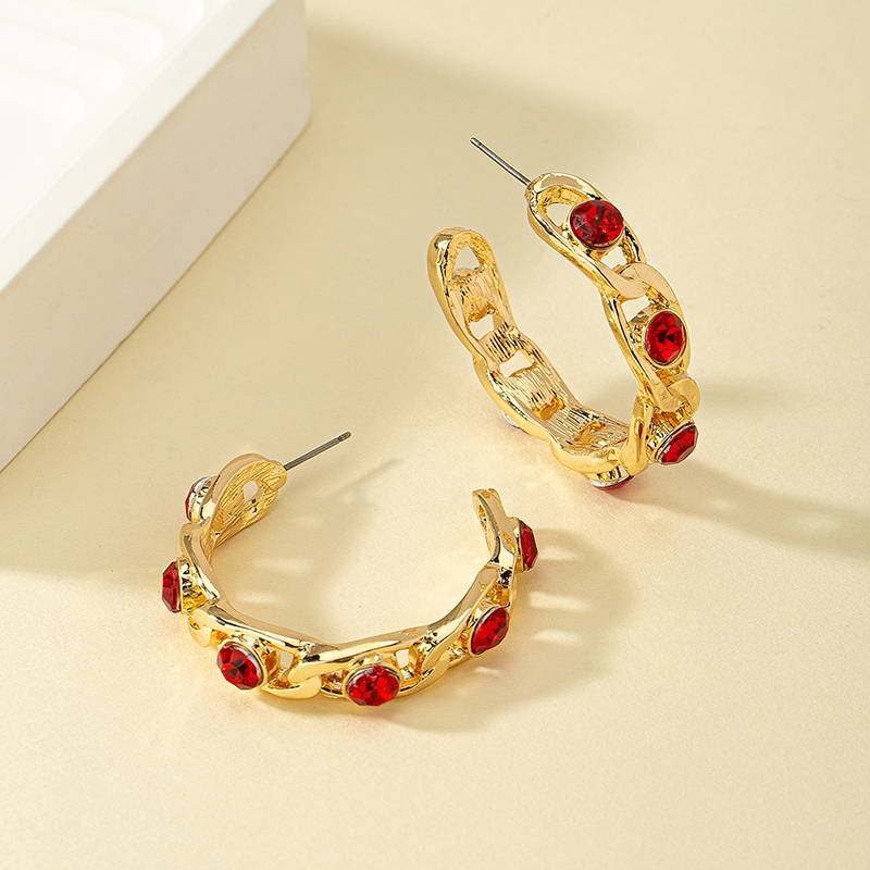 1 Pair Simple Style Classic Style Commute C Shape Plating Inlay Alloy Artificial Diamond 14k Gold Plated Ear Studs display picture 3