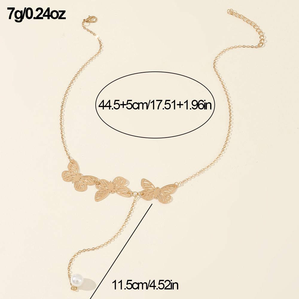 Luxurious Romantic Simple Style Butterfly Imitation Pearl Alloy Women's Pendant Necklace display picture 6