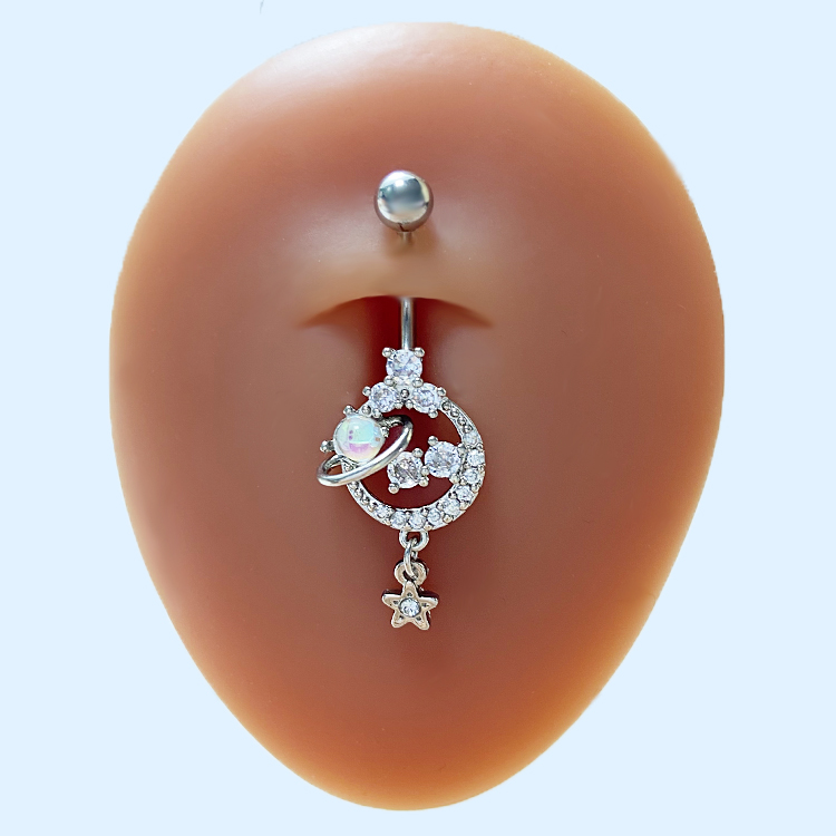Sweet Artistic Streetwear Heart Shape Stainless Steel Arylic Copper White Gold Plated Resin Rhinestones Zircon Belly Ring In Bulk display picture 16