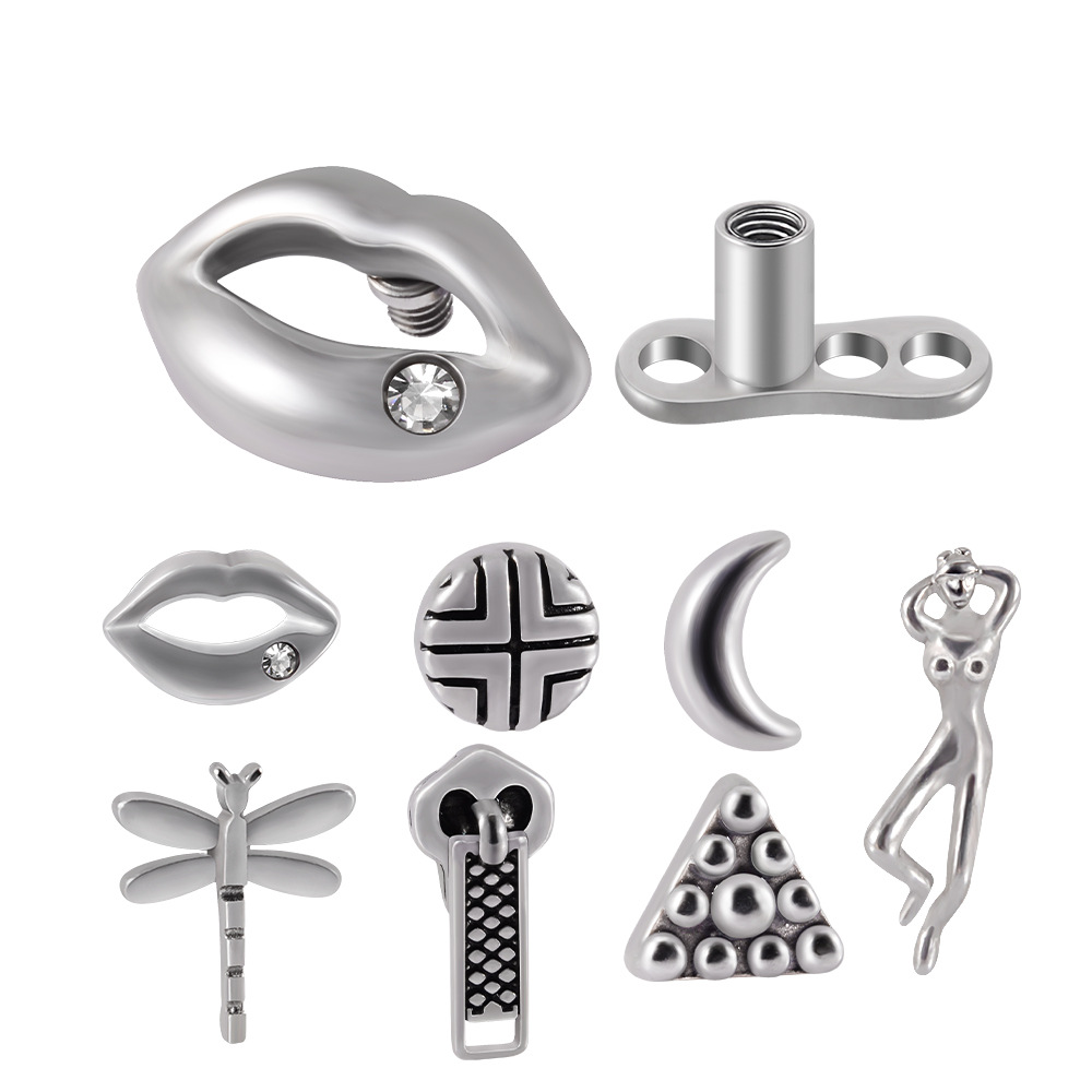 Simple Style Streetwear Lips Moon Stainless Steel Jewelry Accessories In Bulk display picture 2