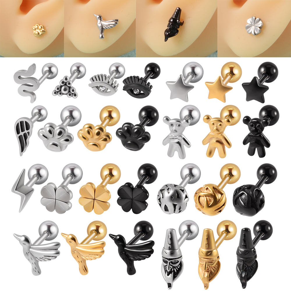 1 Piece Simple Style Cool Style Geometric Snake Lightning Stainless Steel Ear Studs display picture 1