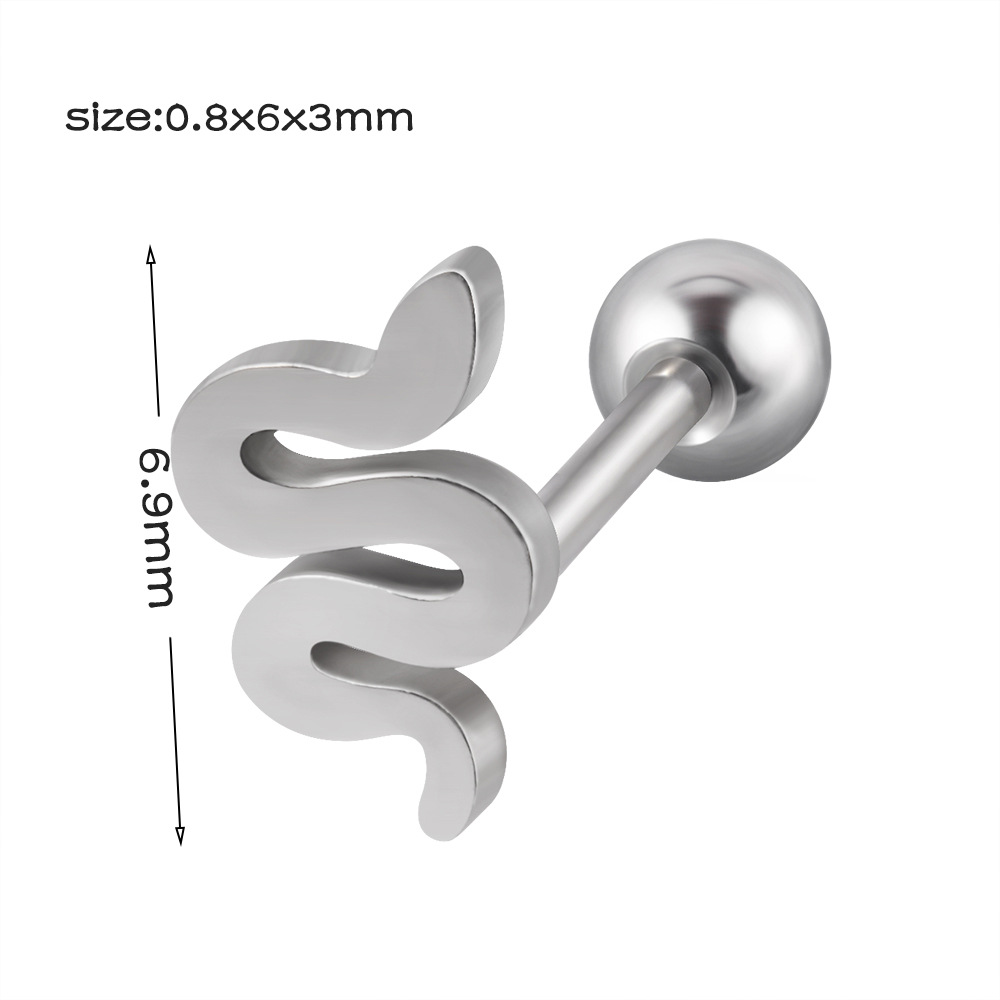 1 Piece Simple Style Cool Style Geometric Snake Lightning Stainless Steel Ear Studs display picture 4