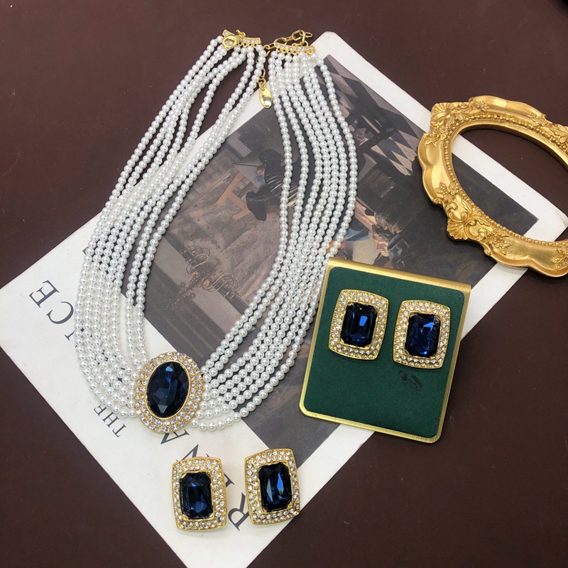 Retro Square Alloy Wholesale Earrings Necklace display picture 3