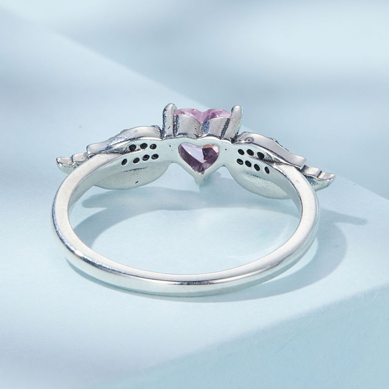Elegant Lady Heart Shape Wings Sterling Silver Inlay Zircon Rings display picture 2