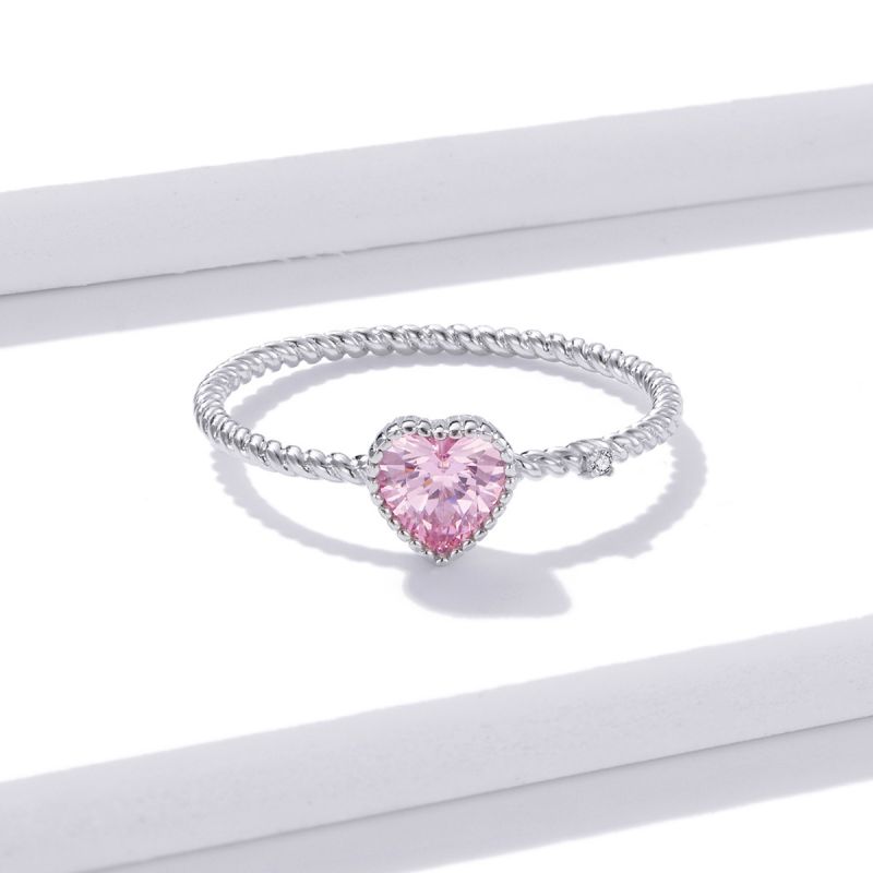 Elegant Lady Heart Shape Wings Sterling Silver Inlay Zircon Rings display picture 13