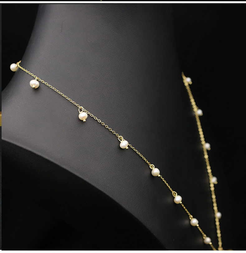 Retro Geometric Freshwater Pearl Mixed Materials 18k Gold Plated Necklace In Bulk display picture 2