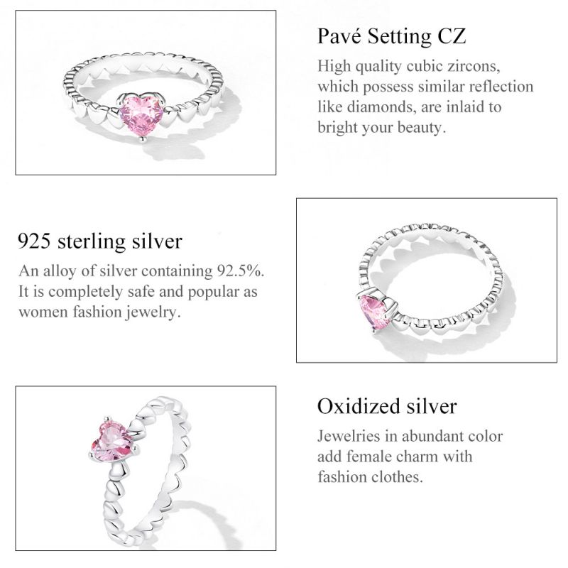 Lady Simple Style Round Heart Shape Sterling Silver Inlay Zircon Rings display picture 12