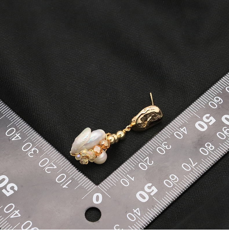 1 Pair Original Design Geometric Plating Freshwater Pearl Mixed Materials 18k Gold Plated Drop Earrings display picture 3