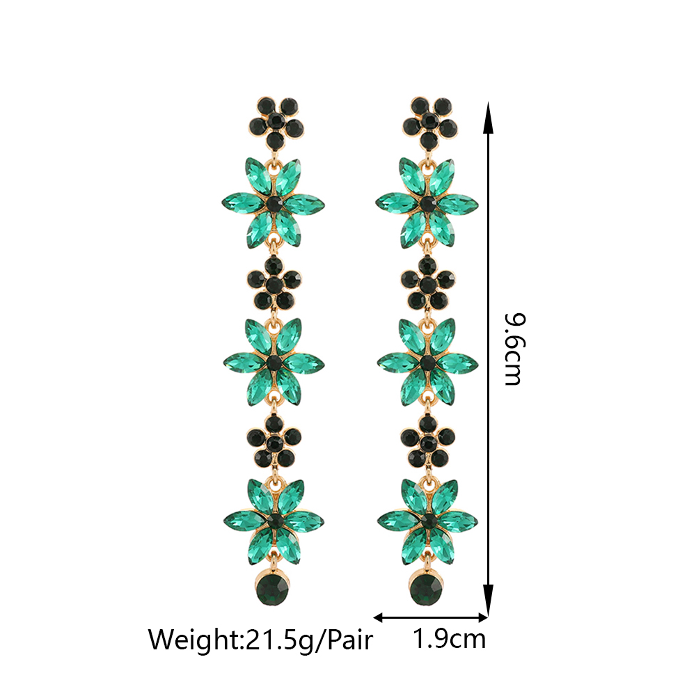 Joyería Al Por Mayor Elegante Lujoso Romántico Geométrico Sale De Flor Aleación De Zinc Diamantes De Imitación Embutido Pendientes Colgantes display picture 1