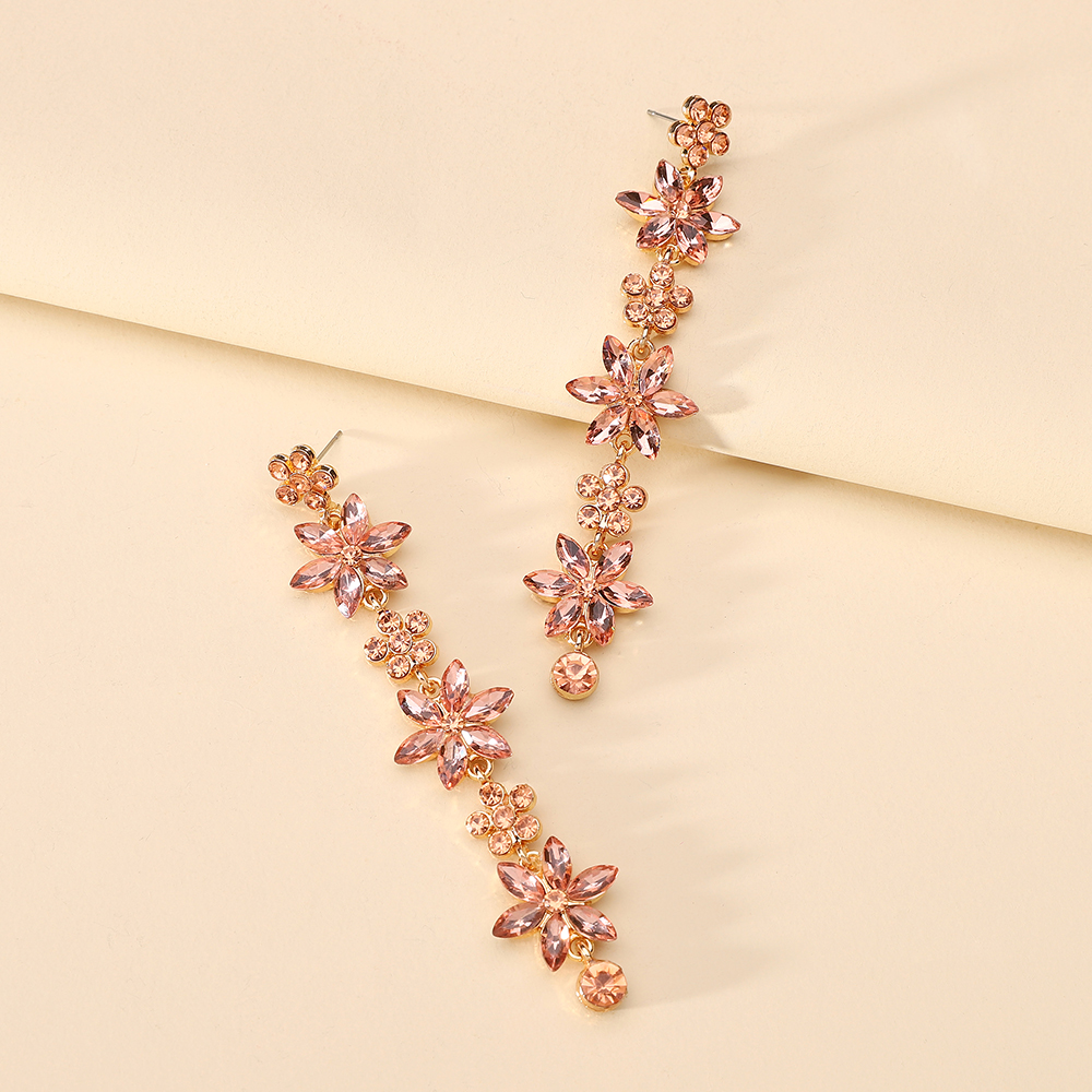 Wholesale Jewelry Elegant Luxurious Romantic Geometric Leaves Flower Zinc Alloy Rhinestones Inlay Dangling Earrings display picture 8