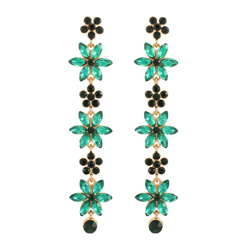 Wholesale Jewelry Elegant Luxurious Romantic Geometric Leaves Flower Zinc Alloy Rhinestones Inlay Dangling Earrings display picture 2