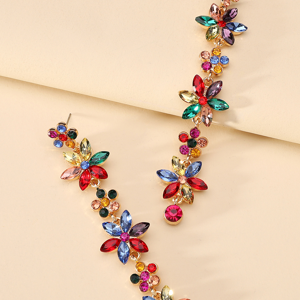 Wholesale Jewelry Elegant Luxurious Romantic Geometric Leaves Flower Zinc Alloy Rhinestones Inlay Dangling Earrings display picture 3
