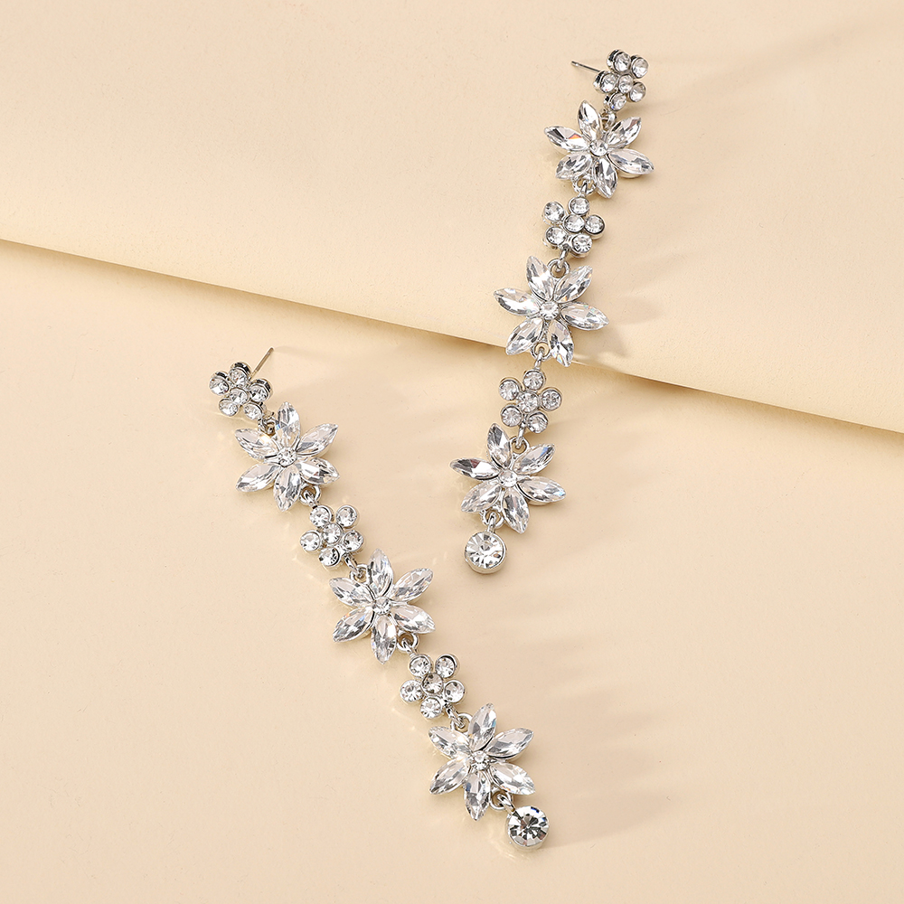 Wholesale Jewelry Elegant Luxurious Romantic Geometric Leaves Flower Zinc Alloy Rhinestones Inlay Dangling Earrings display picture 12