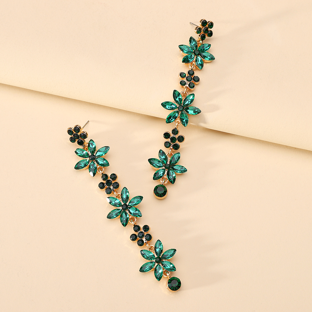 Wholesale Jewelry Elegant Luxurious Romantic Geometric Leaves Flower Zinc Alloy Rhinestones Inlay Dangling Earrings display picture 13