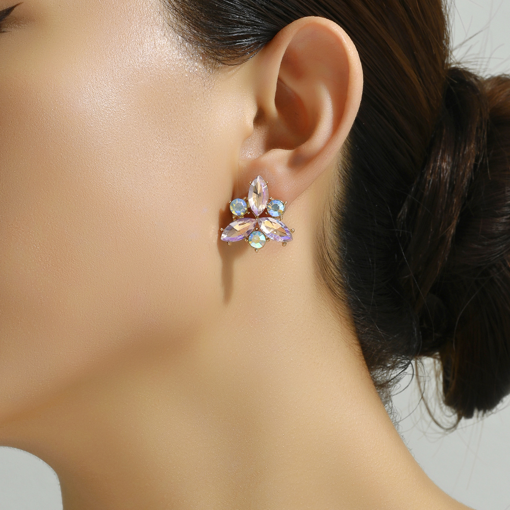 1 Pair Elegant Cute Sweet Triangle Geometric Plating Inlay Zinc Alloy Rhinestones Ear Studs display picture 5