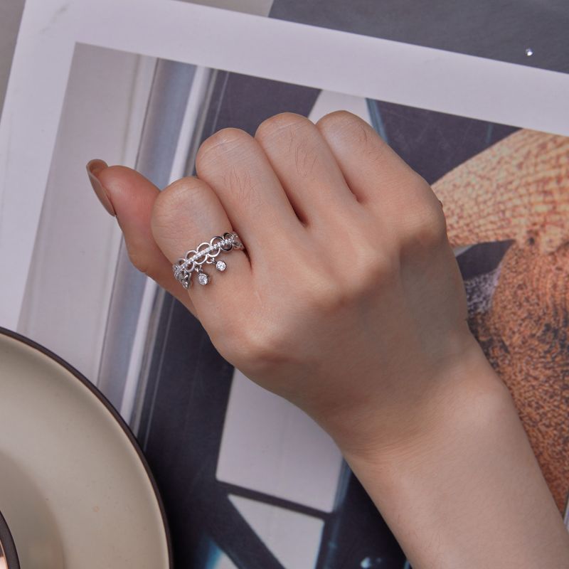 Elegant Simple Style Tassel Sterling Silver Inlay Zircon Rings display picture 14