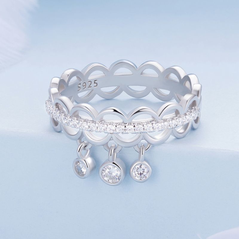 Elegant Simple Style Tassel Sterling Silver Inlay Zircon Rings display picture 10