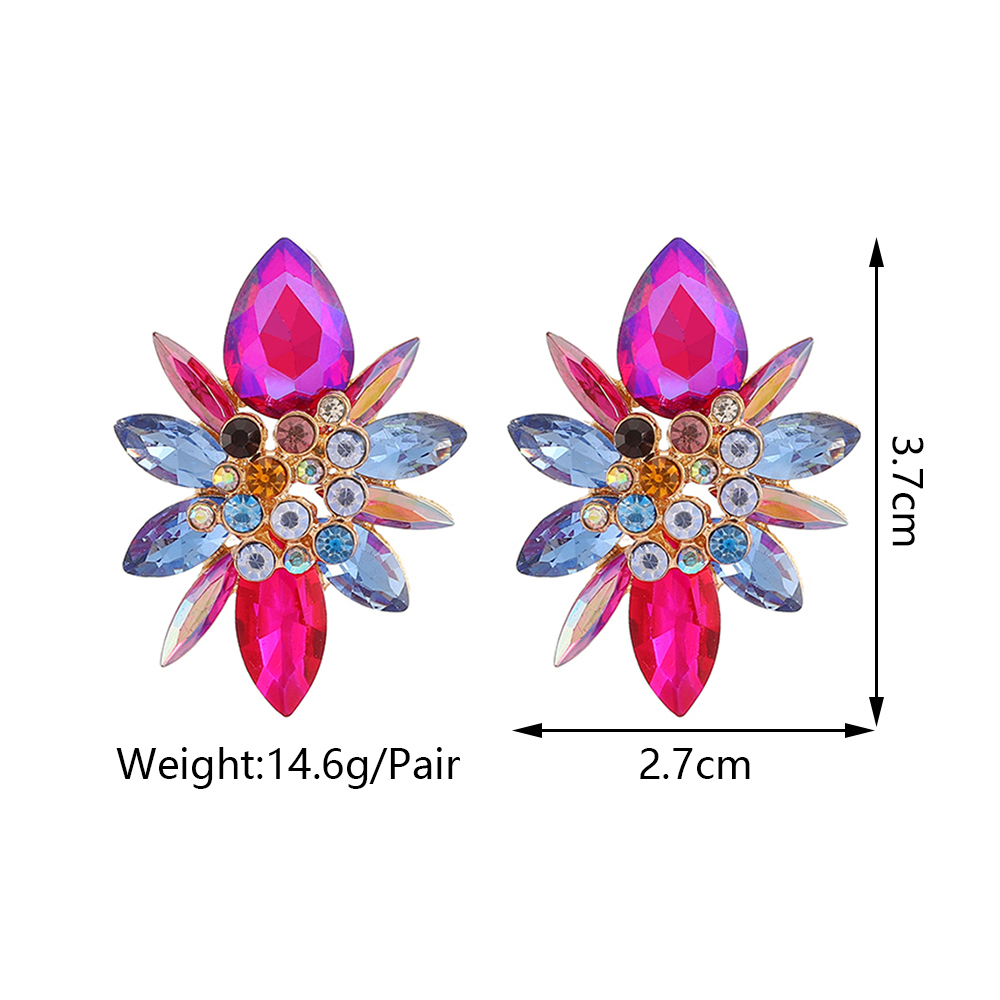 1 Paire Élégant Luxueux Brillant Géométrique Fleur Placage Incruster Alliage De Zinc Strass Boucles D'oreilles display picture 1