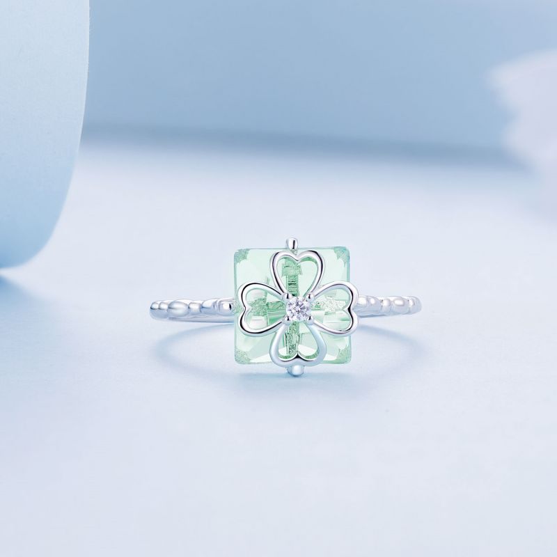 Casual Classic Style Four Leaf Clover Sterling Silver Zircon Rings In Bulk display picture 8