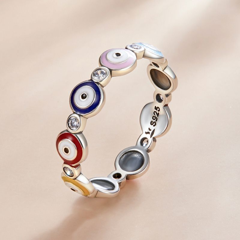Elegant Streetwear Colorful Heart Shape Eye Sterling Silver Inlay Zircon Rings display picture 20