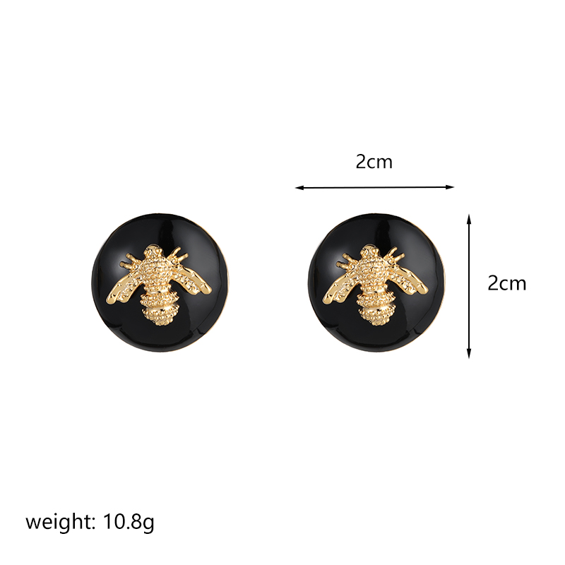 1 Pair Ig Style Bee Enamel Plating Copper 18k Gold Plated Ear Studs display picture 1