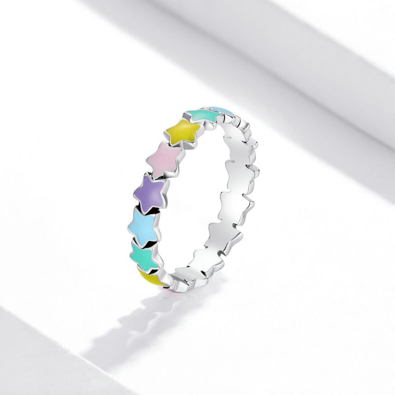 Casual Colorful Star Sterling Silver Rings In Bulk display picture 5